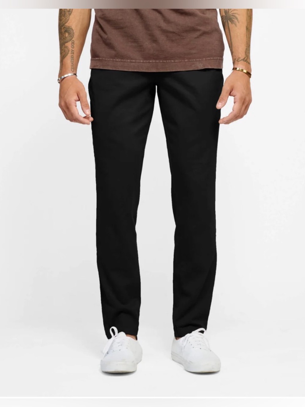 Cove Pants Mens 34x30 Chino Slim Straight Elastic Waist Cotton Stretch Black